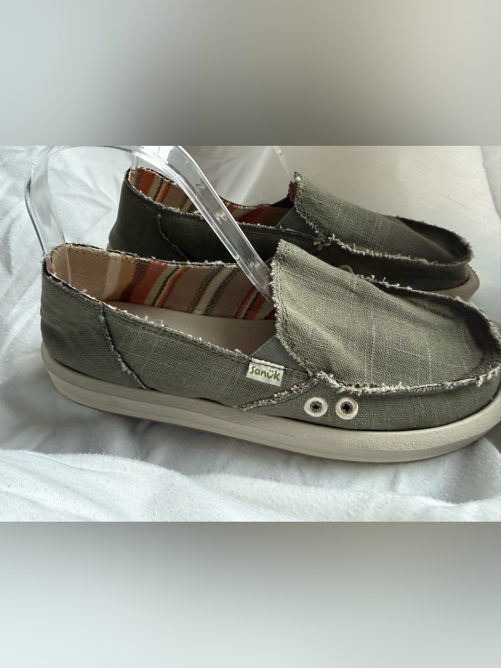Sanuk Donna Hemp Women Loafers Size 9 Smokey Olive 1119310 Shoes
